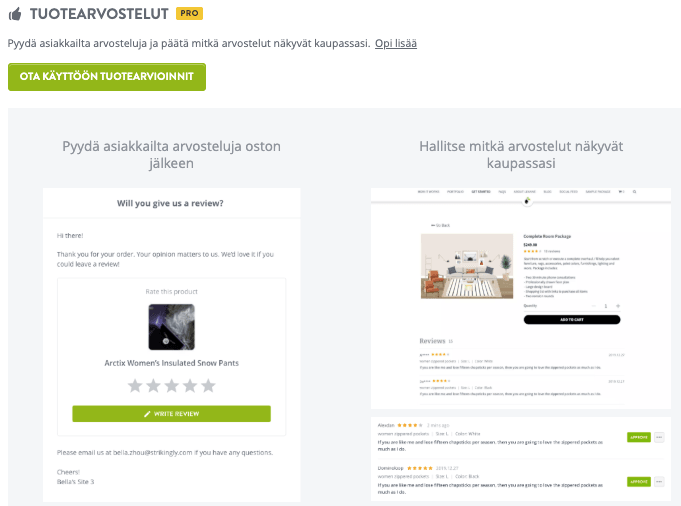 Hämmästyttävä tuotearvosteluominaisuus