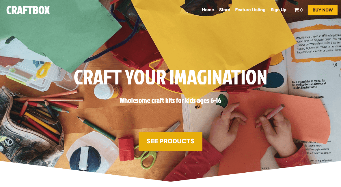 Szablon CraftBox od Strikingly