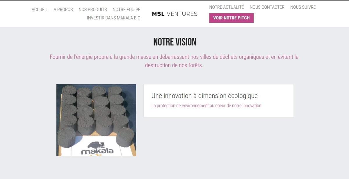 Le site Makala sur Strikingly