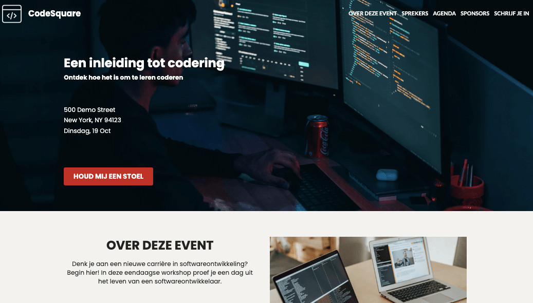 CodeSquare-sjabloon voor webontwikkelaars