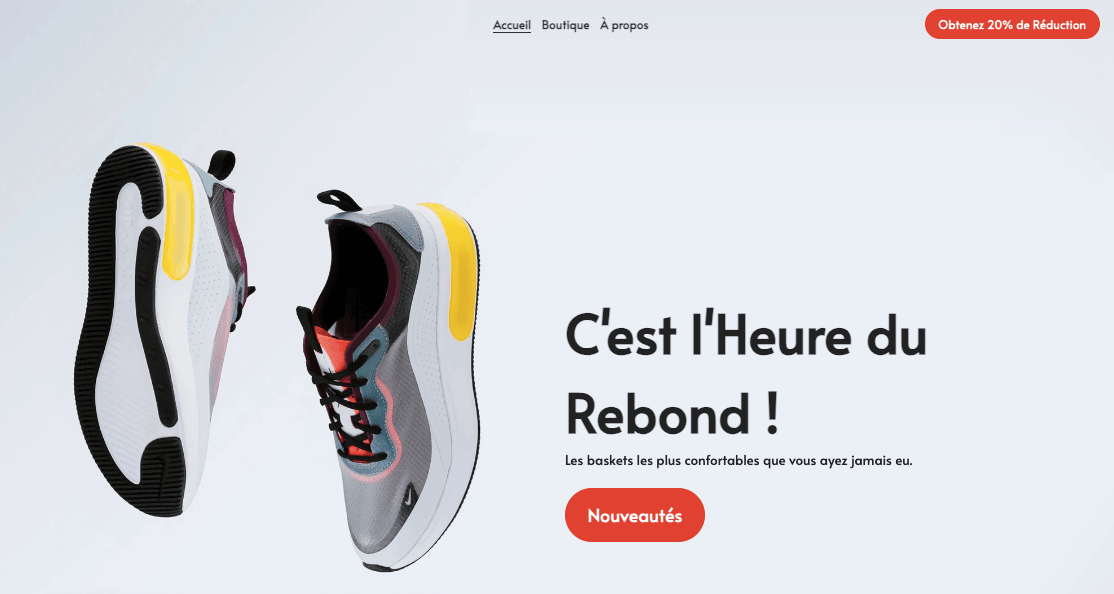 Modèle de temps de rebond avec bouton de call to action