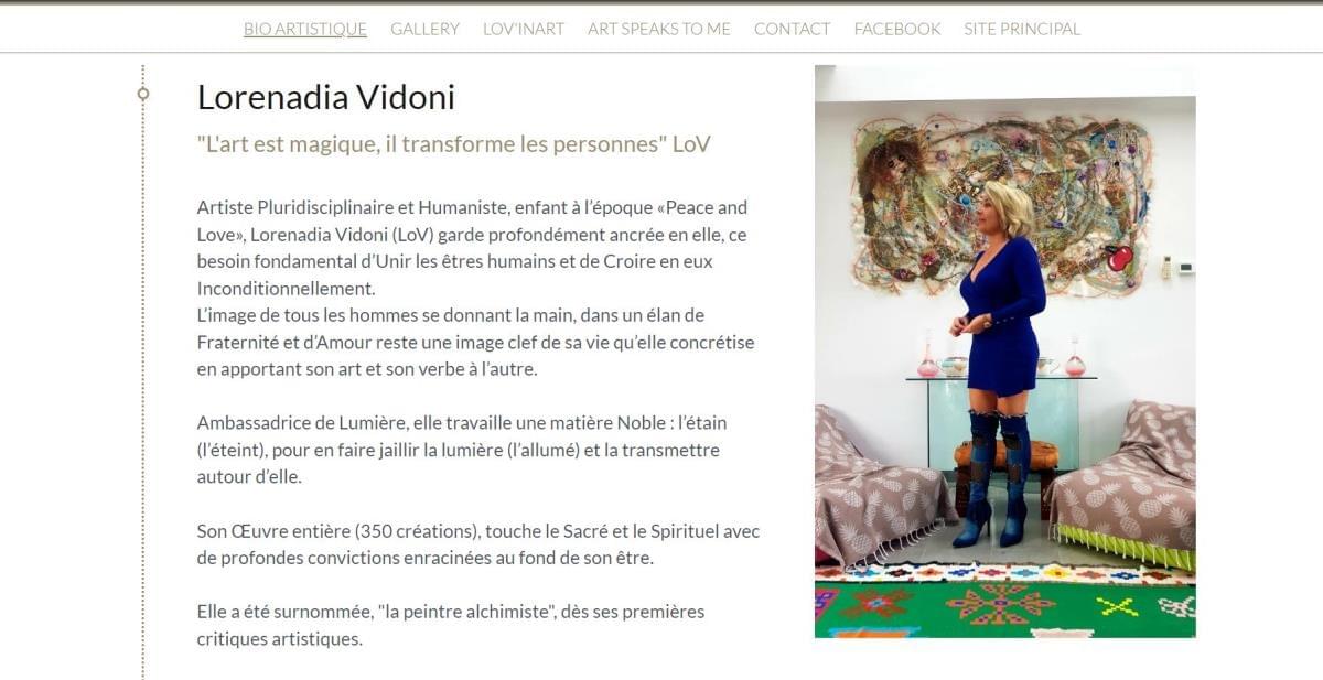 Le site LoV Artiste sur Strikingly