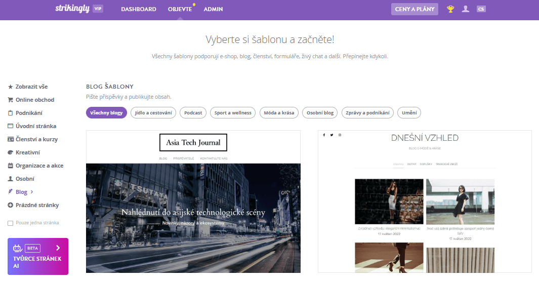 Nápadně stránka šablony blogu