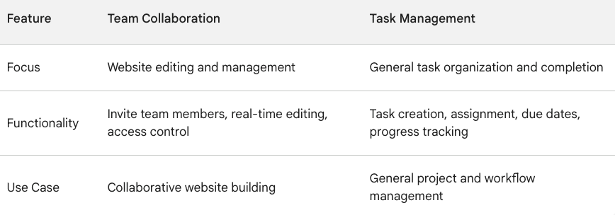 Fonctionnalité de Collaboration en Équipe de Strikingly