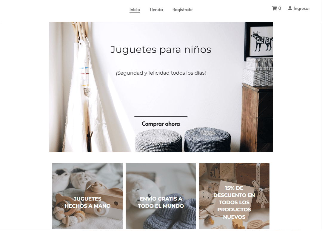 Plantilla de juguetes pequeños de Strikingly