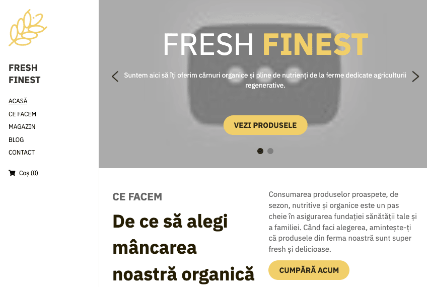 Șablonul Fresh Finest prezentând manifestul lor de marcă