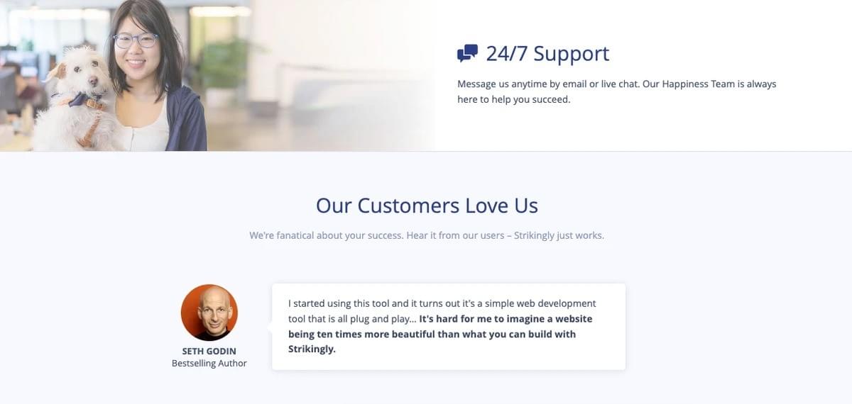 Página de ayuda de Strikingly