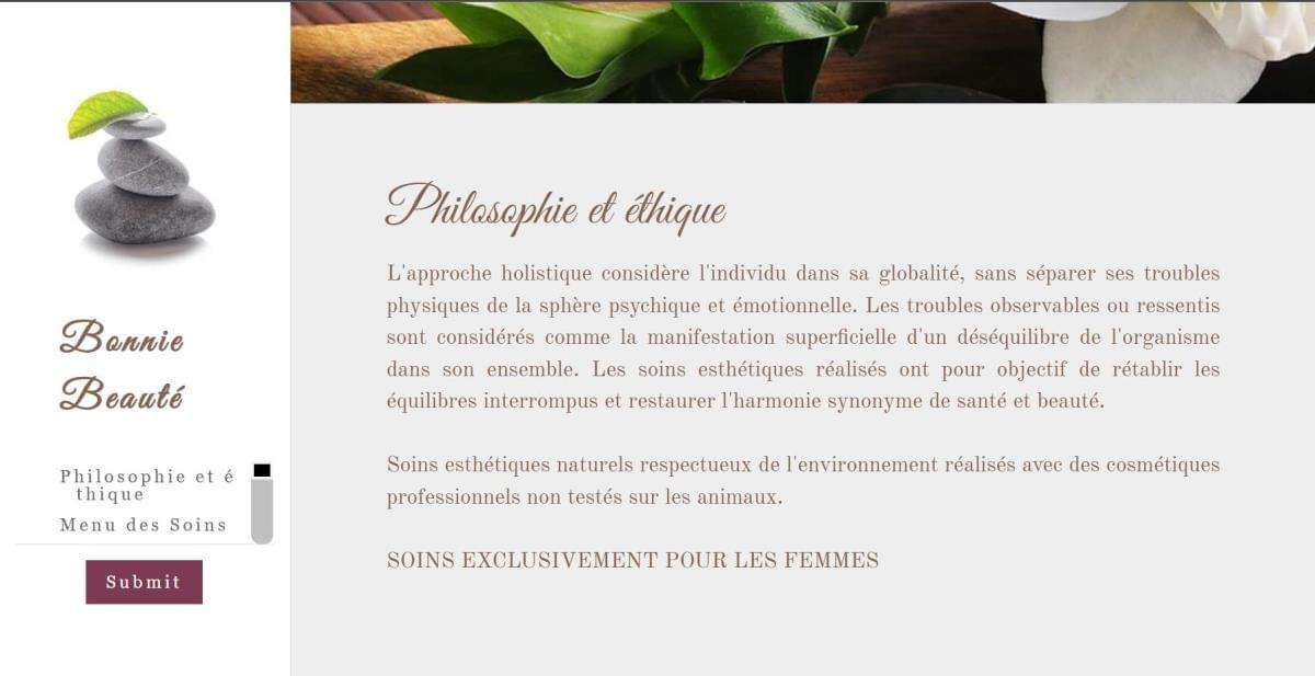 Le site Bonnie Beaute sur Strikingly