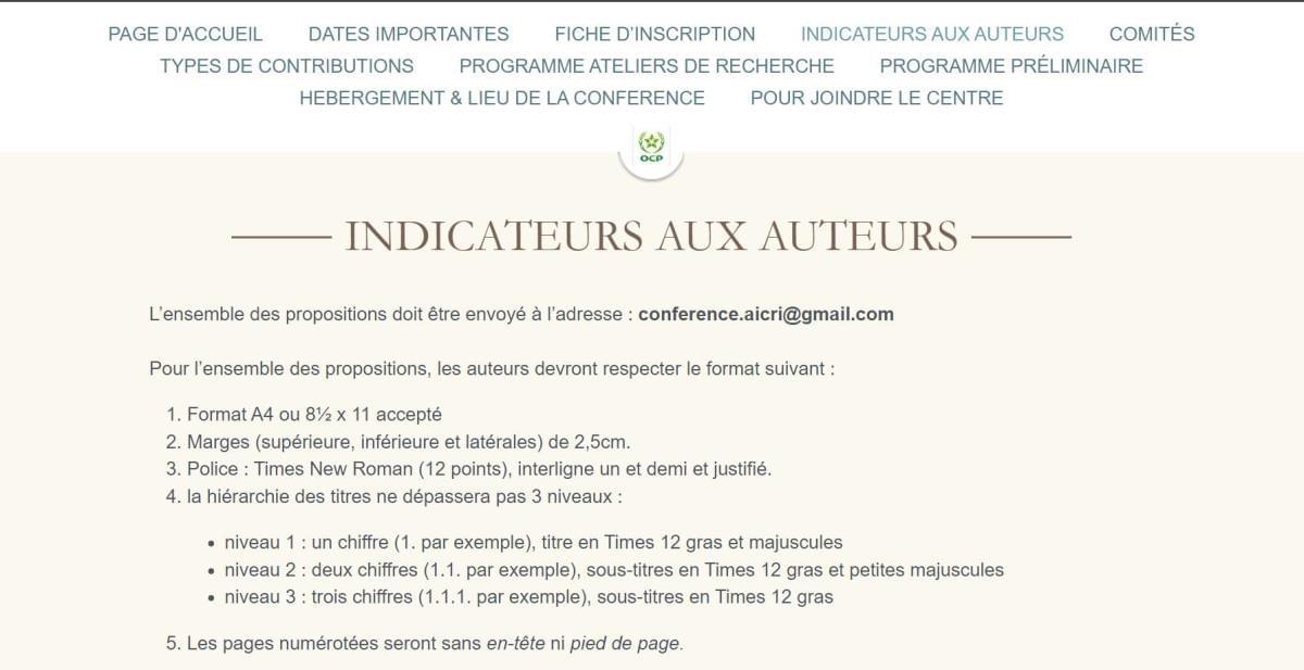 Le site Conference Internationale sur Strikingly