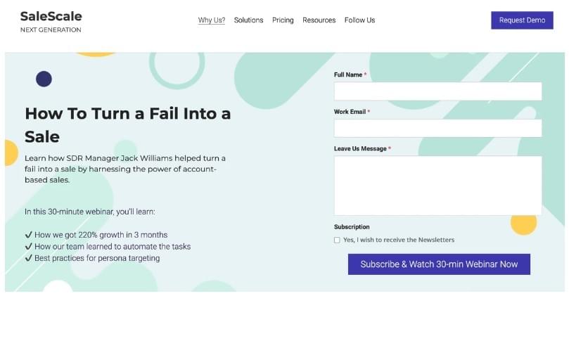 plantilla de Strikingly Sale Scale website
