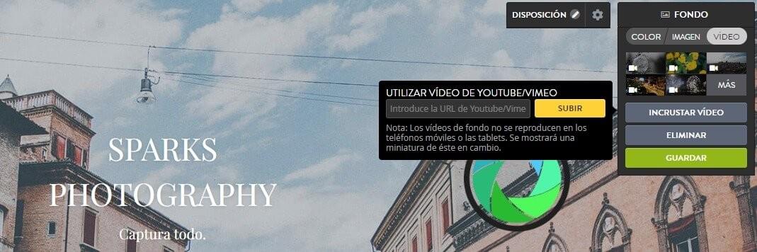 agregar video Strikingly