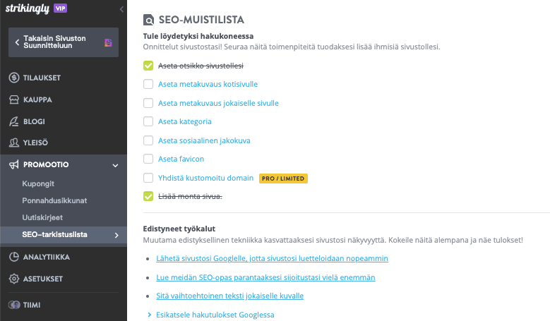 Hämmästyttävän SEO-tarkistuslista