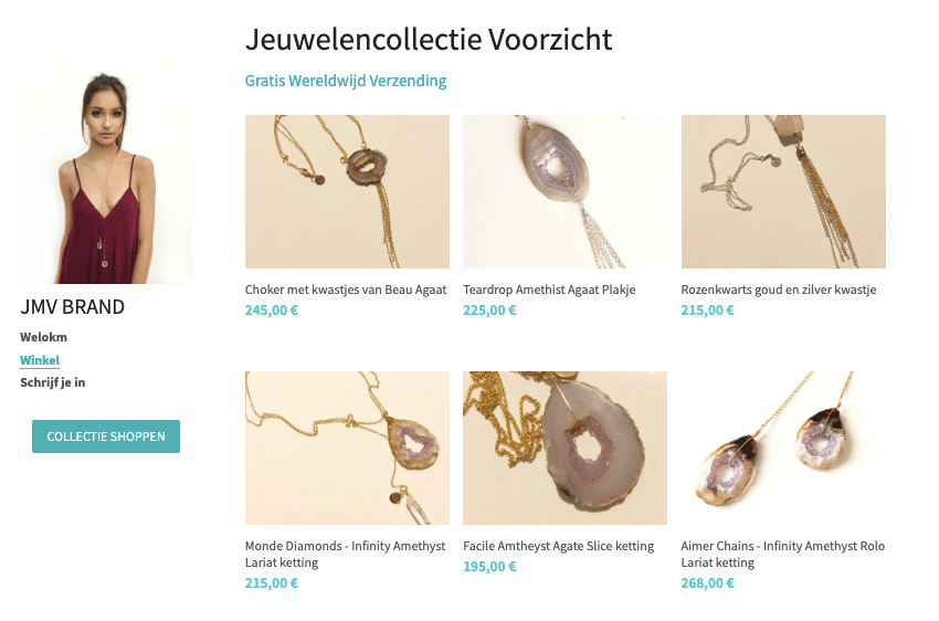 Start een sieradenbedrijf: schone online winkelsjabloon