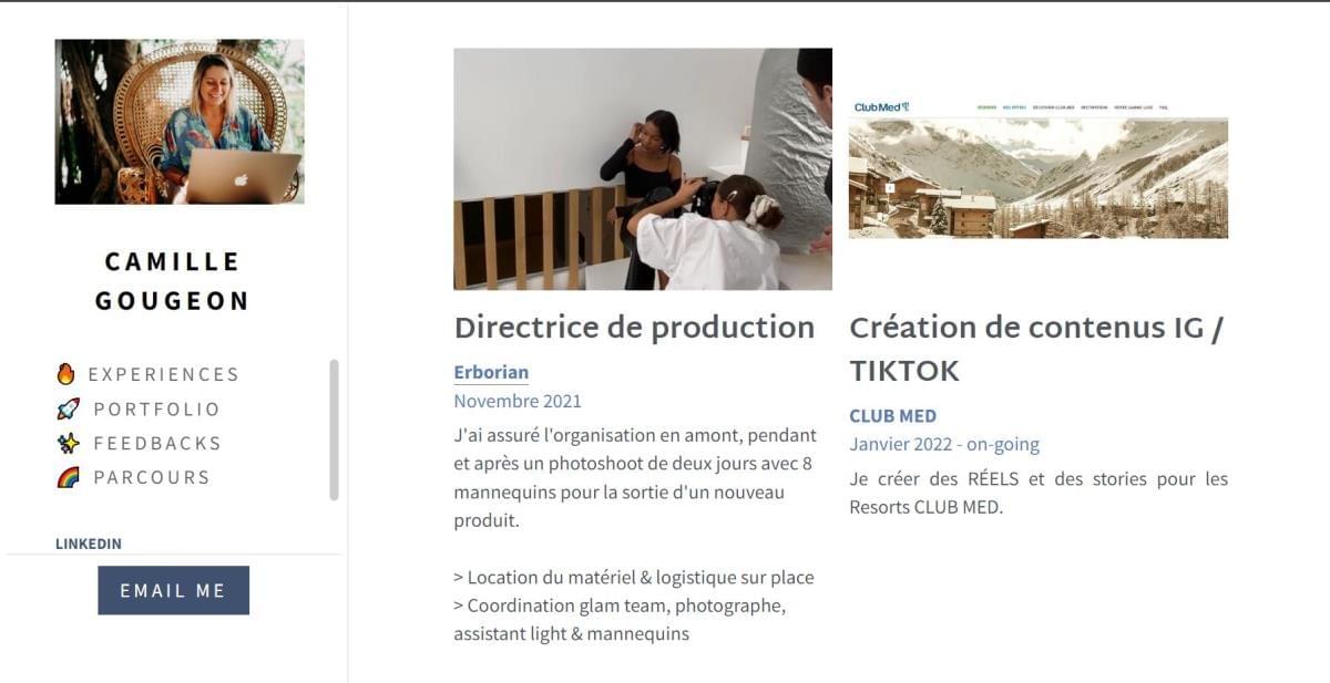 Le site Camille Gougeon sur Strikingly