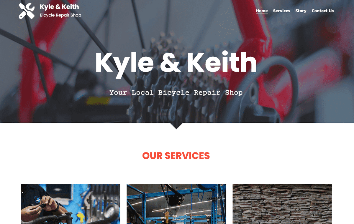 Strikingly - Template Perbaikan Sepeda