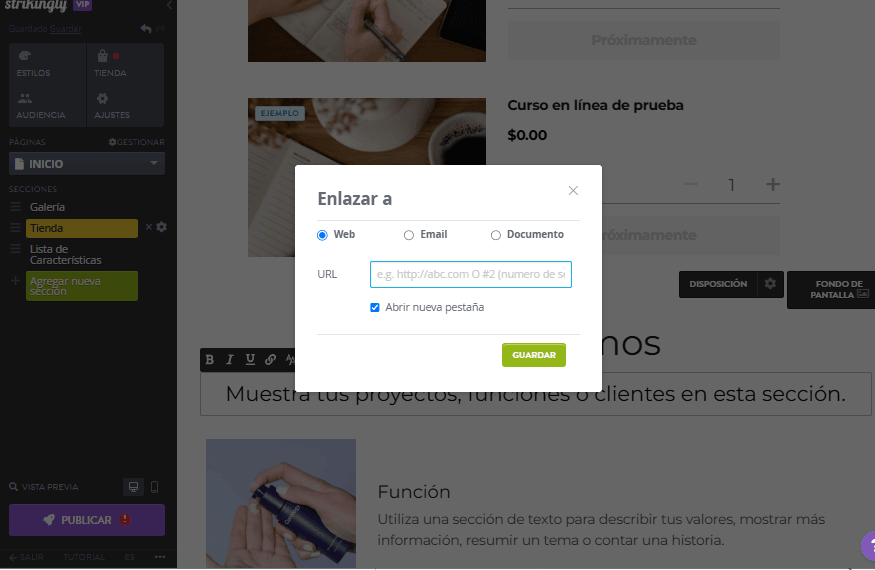 Característica de enlace de anclaje sorprendente