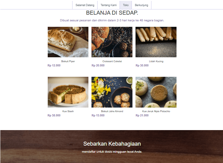 Template Toko Minimalis dari Strikingly