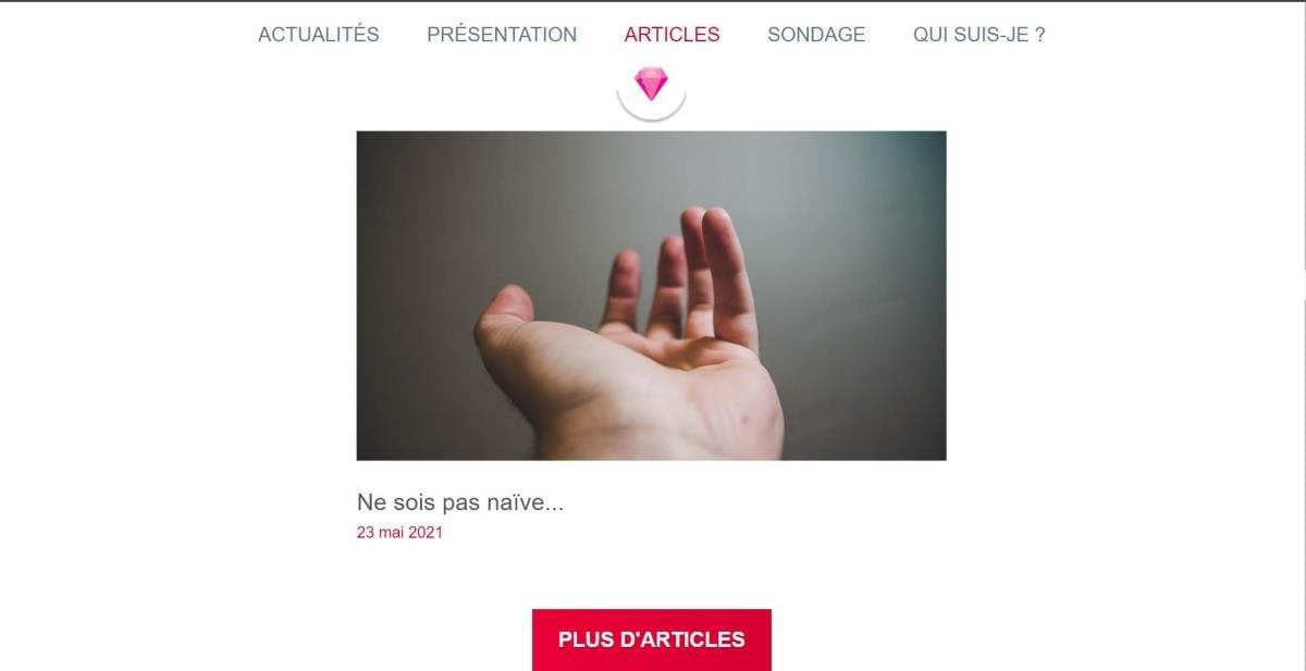 Le site Ma Soeur sur Strikingly