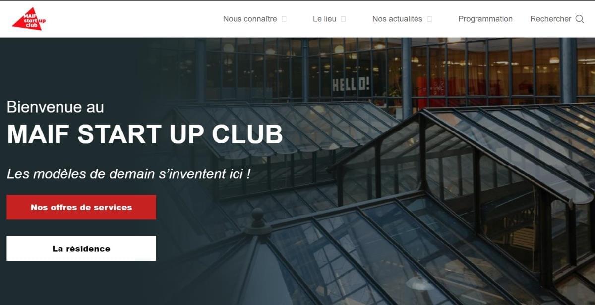 Le site Maif Startup Club sur Strikingly