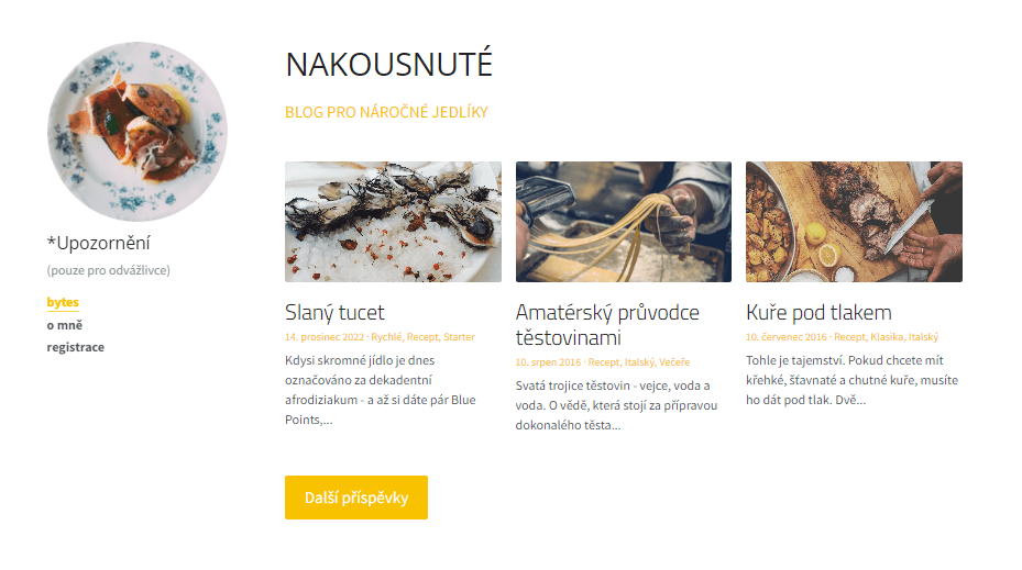 Šablona blogu o velikosti bajtu