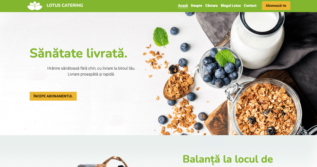 Șablon de magazin online Lotus Catering