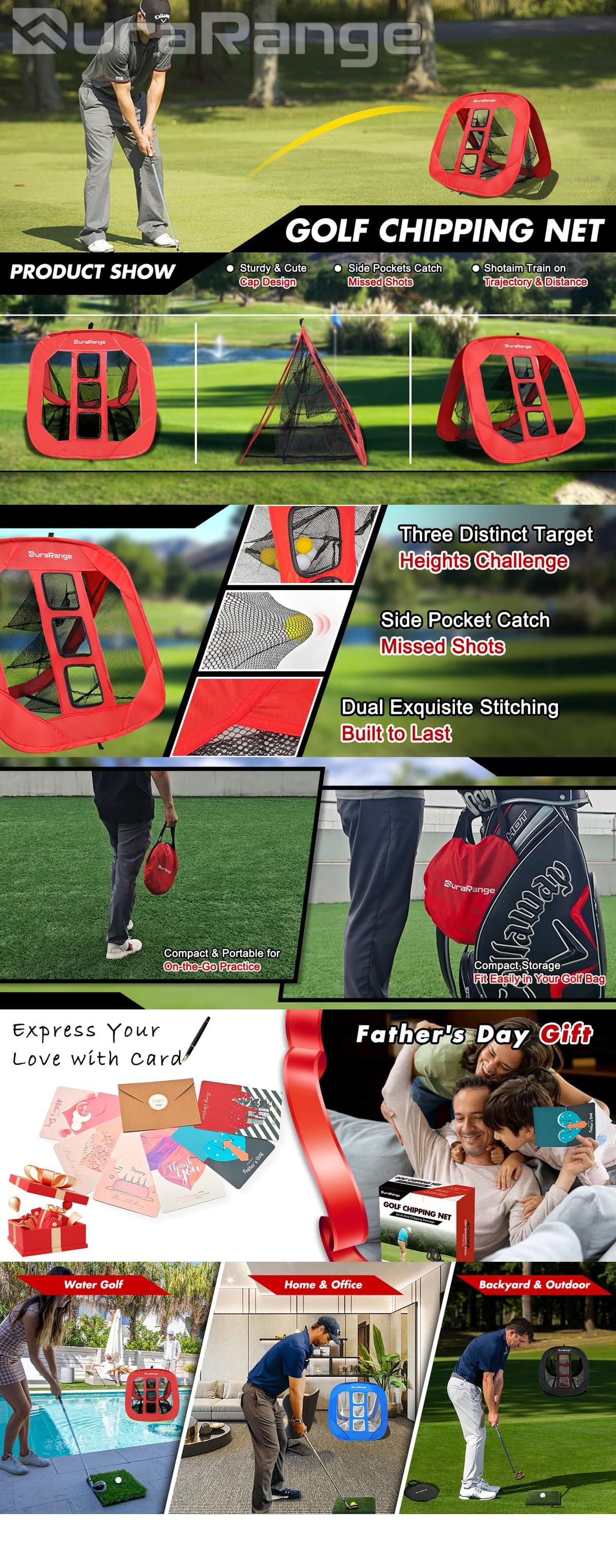 Pop-Up Golf Chipping Net - Ultimate Target Training Chip Aids for Precision & Distance, Outdoor | In