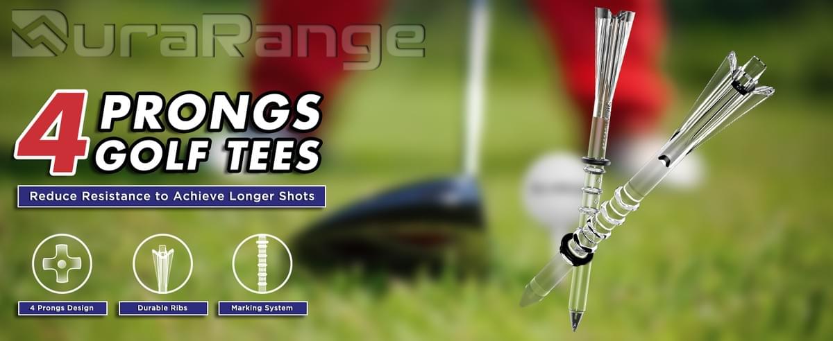 Premium Golf Tees - 5-Prong & 4-Prong Anti-Slip, Enhanced Stability, Unbreakable Golf T 3-1/4