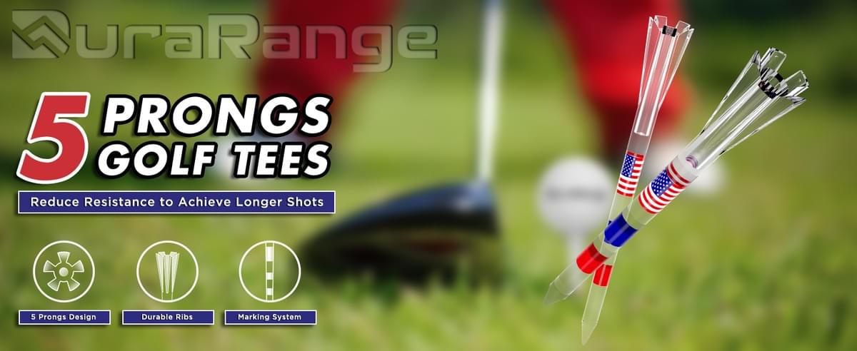 Premium Golf Tees - 5-Prong & 4-Prong Anti-Slip, Enhanced Stability, Unbreakable Golf T 3-1/4