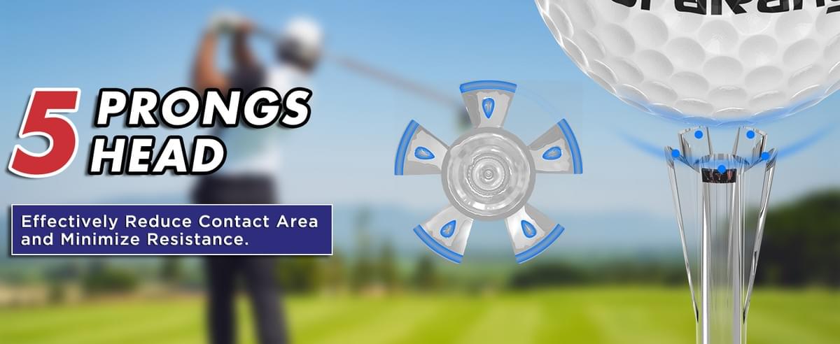 Premium Golf Tees - 5-Prong & 4-Prong Anti-Slip, Enhanced Stability, Unbreakable Golf T 3-1/4