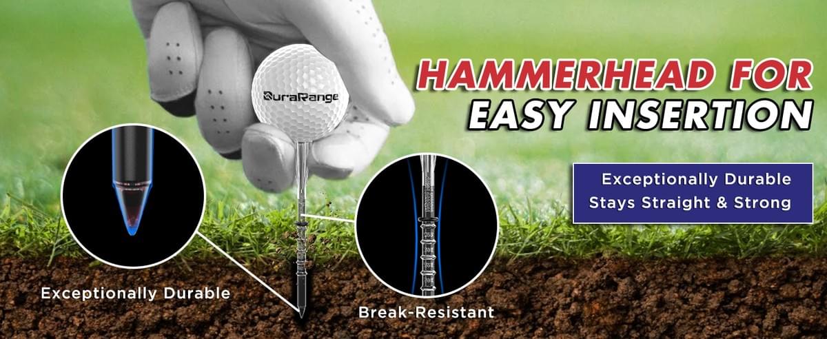 Premium Golf Tees - 5-Prong & 4-Prong Anti-Slip, Enhanced Stability, Unbreakable Golf T 3-1/4