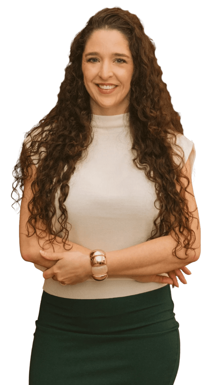 young woman in smart outfit smiling confidently 