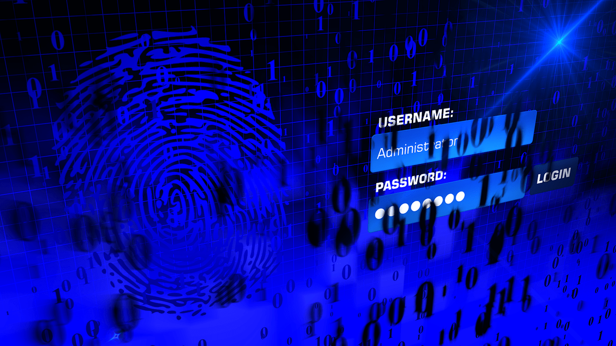 Picture of a fingerprint on a computer login screen with 