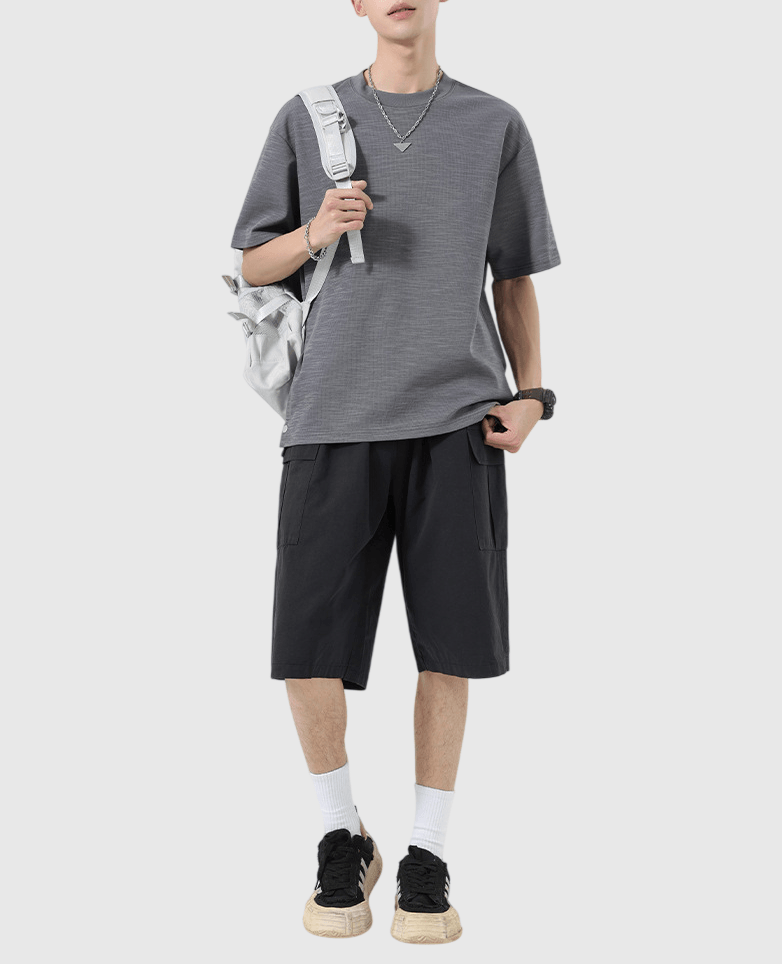 日系基礎鈕扣末端分叉設計 天竺棉短袖 T-Shirt [SBT-1520]