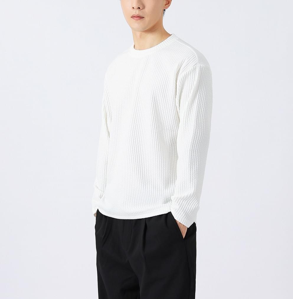 日系基礎純色粗線肌理紋理 長袖 T-Shirt [CBT-1224]