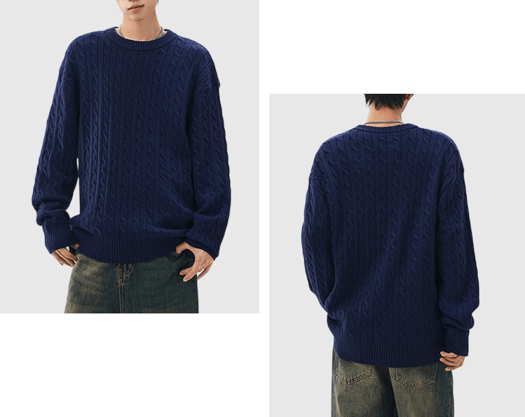 立體扭花紋理織布設計 圓領針織冷衫 [CBK-1039]