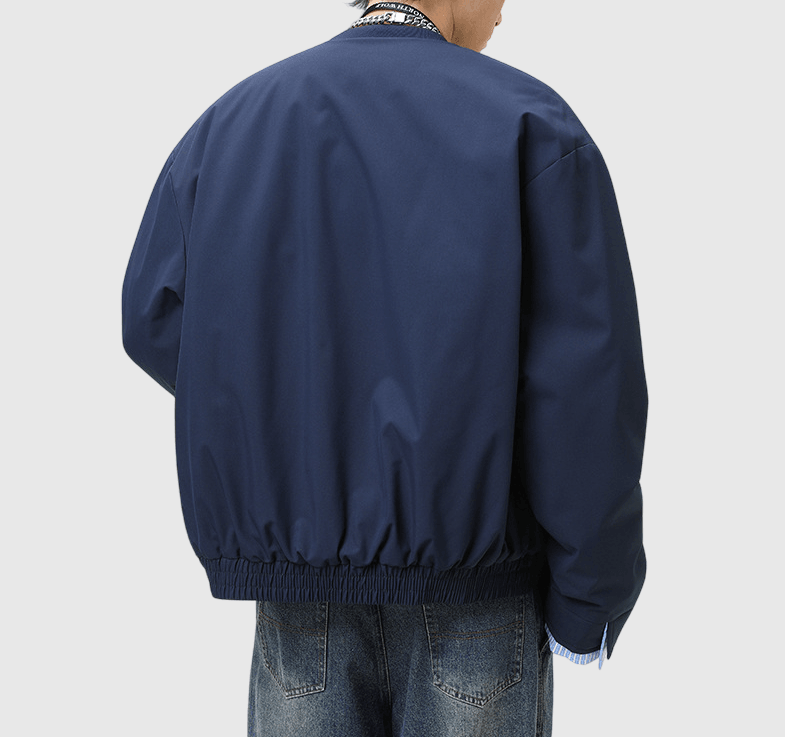 領口可拆卸假兩件式恤衫拼接 棒球外套 [SBO-1491]