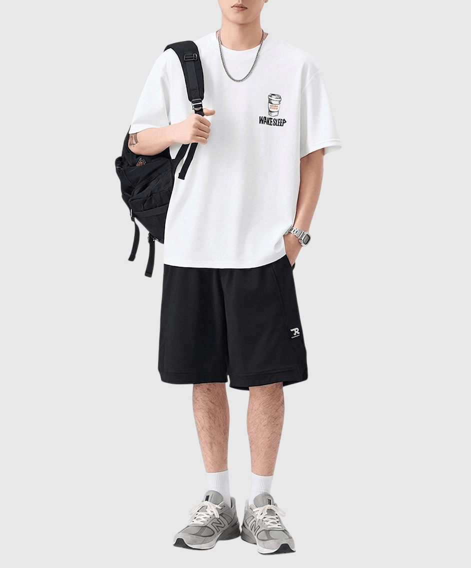 咖啡素描繪畫圖案文字印燙設計 短袖 T-Shirt [SBT-1580]