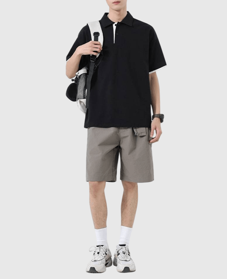 日系基礎假兩件式設計 短袖 POLO T-Shirt [SBT-1488]