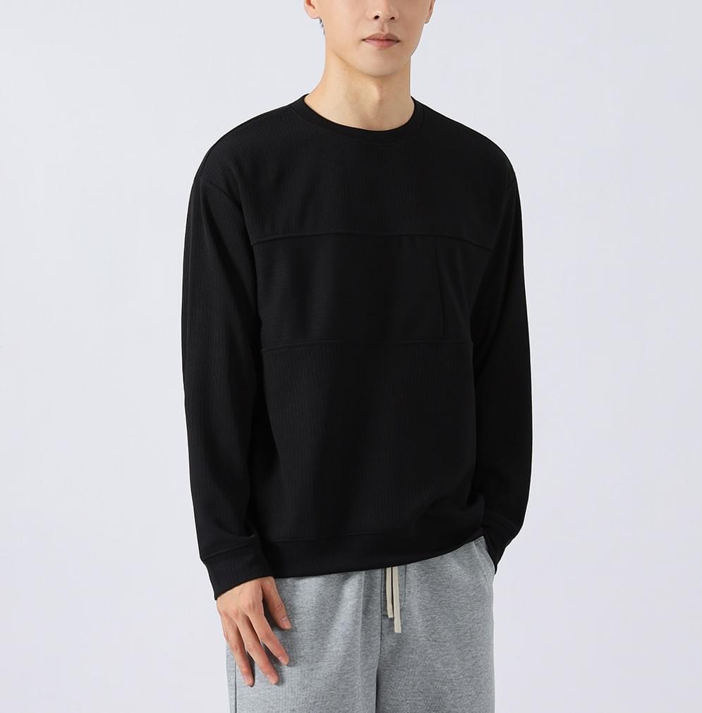日系肌理紋理拼接 長袖 T-Shirt [CBT-1117]