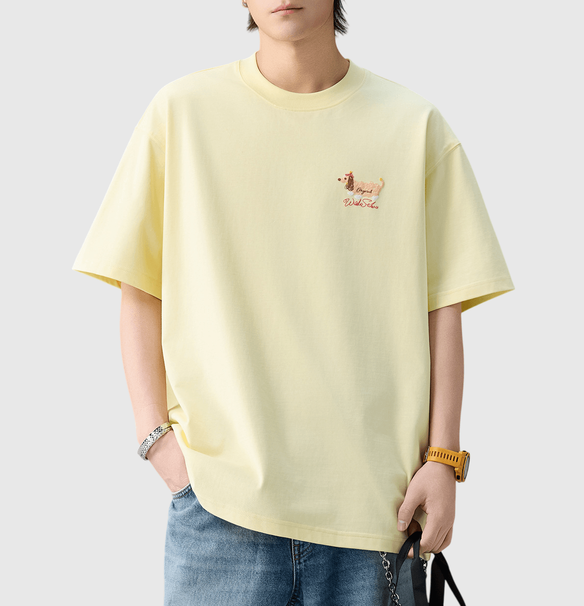 日系亂線狗仔圖案立體印燙設計 純棉短袖 T-Shirt [SBT-1558]