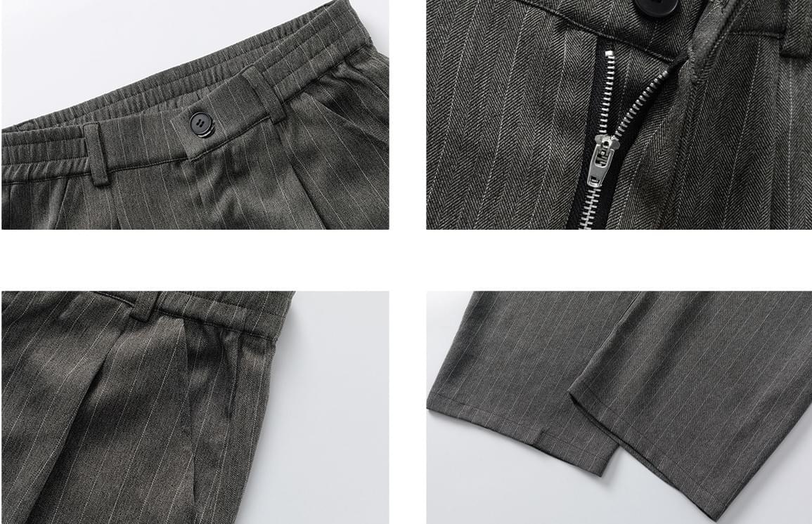 垂直條紋色織工藝設計 垂感透氣闊腳西裝長褲 [SBP-1204]