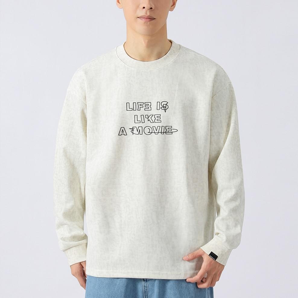 復古中身立體文字印燙 紮染長袖 T-Shirt [CBT-1227]