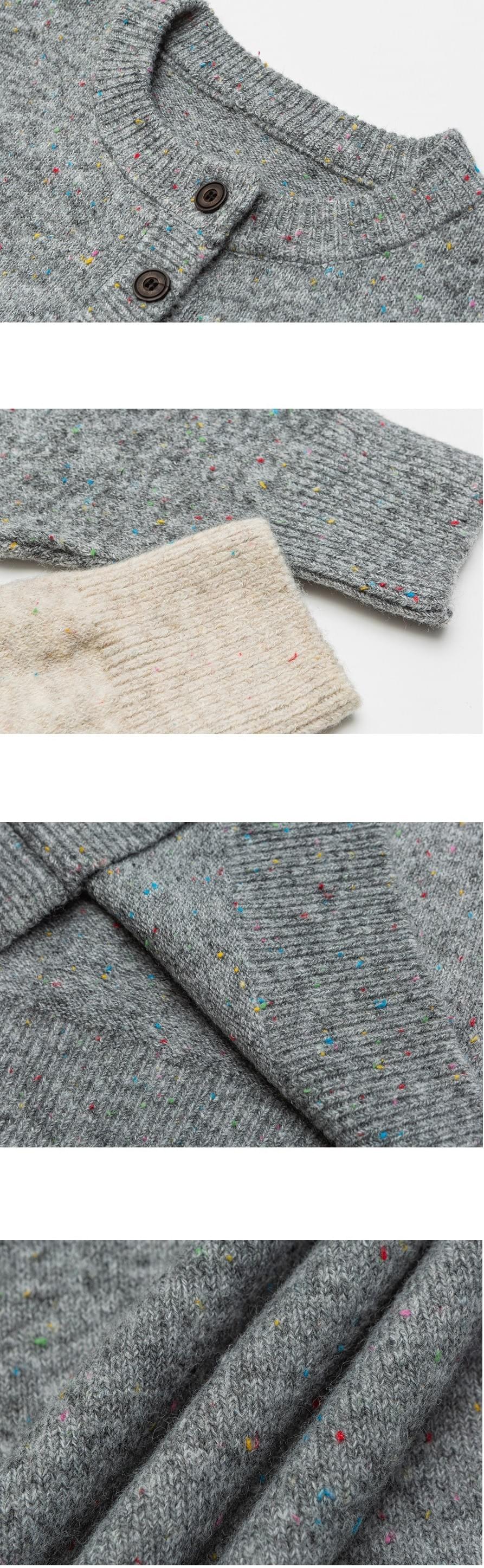 日系基礎彩點紗設計 亨利領針織毛衣 [SBK-1136]