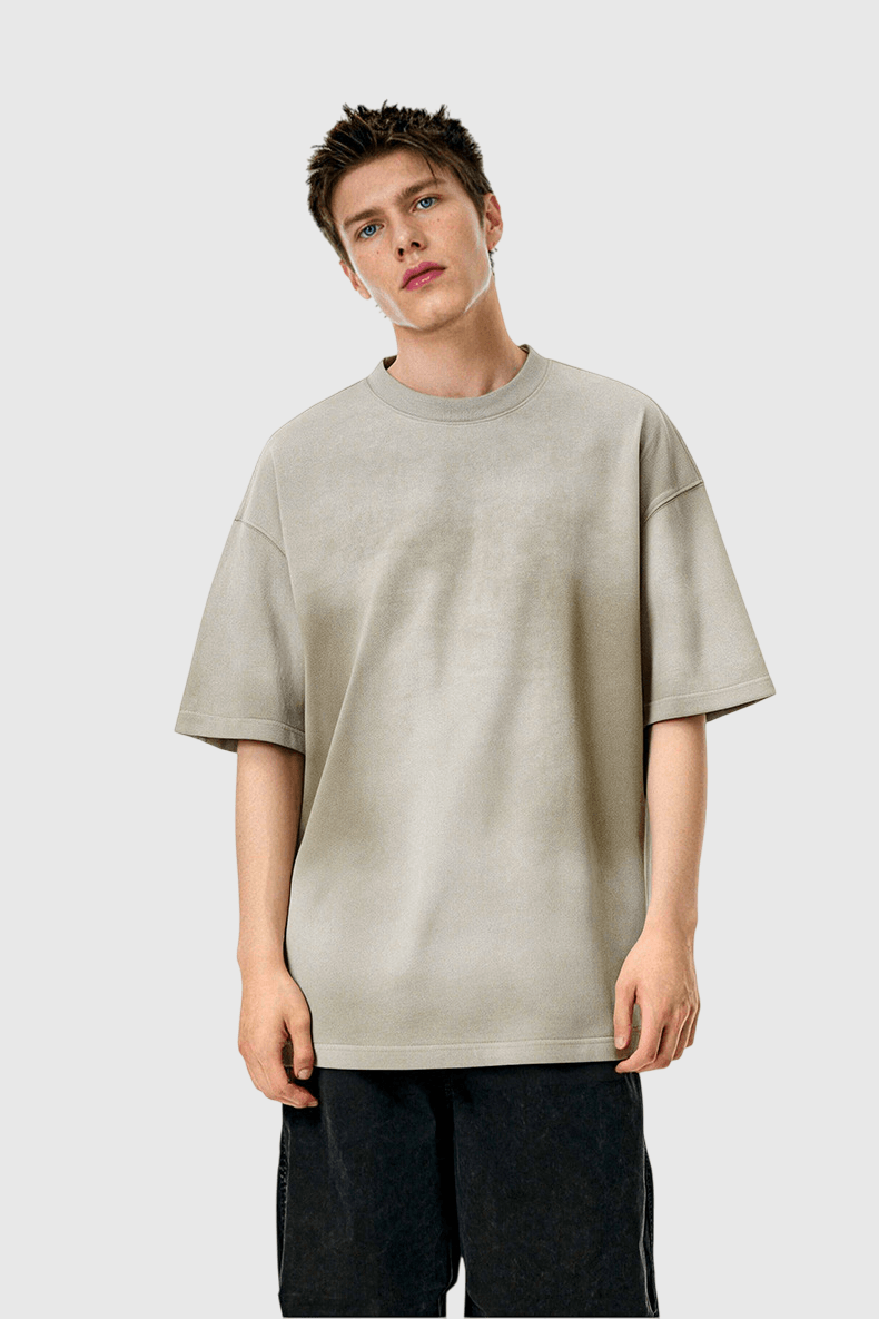 復古水洗漸變色設計 純棉短袖 T-Shirt [CBT-1264]