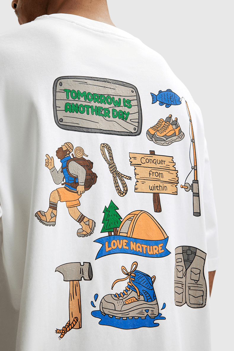 戶外釣魚裝備圖案文字印燙 短袖 T-Shirt [CBT-1273]