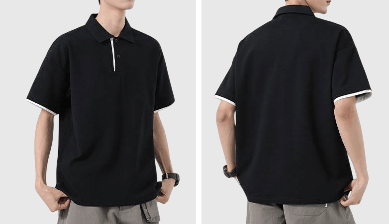 日系基礎假兩件式設計 短袖 POLO T-Shirt [SBT-1488]