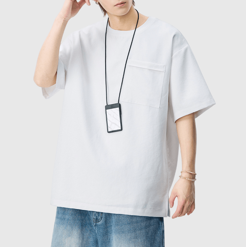 日系前袋色系紋理設計 透氣短袖 T-Shirt [SBT-1531]