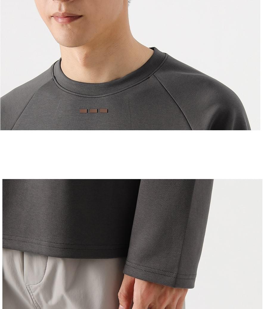簡約立體細方塊圖案印燙 長袖 T-Shirt [CBT-1228]