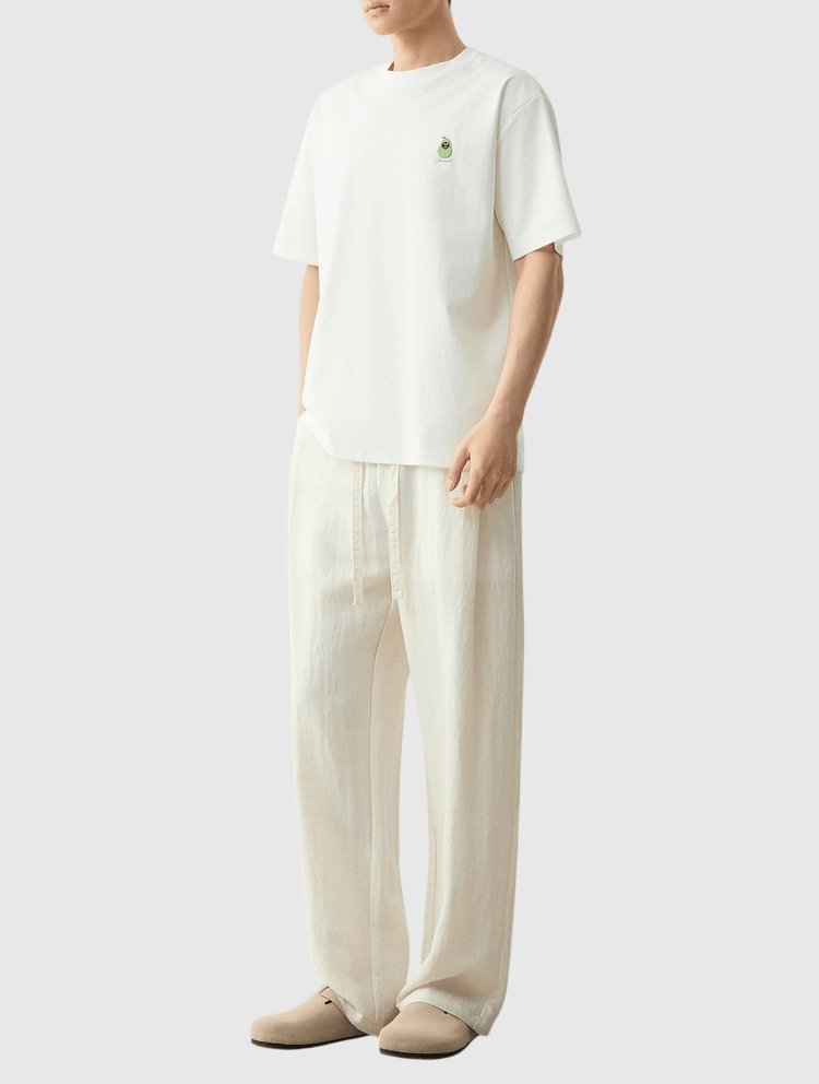卡通牛油果核設計刺繡工藝 短袖 T-Shirt [CBT-1332]