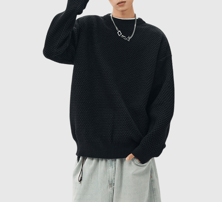 立體菠蘿紋理織布設計 圓領針織冷衫 [CBK-1036]